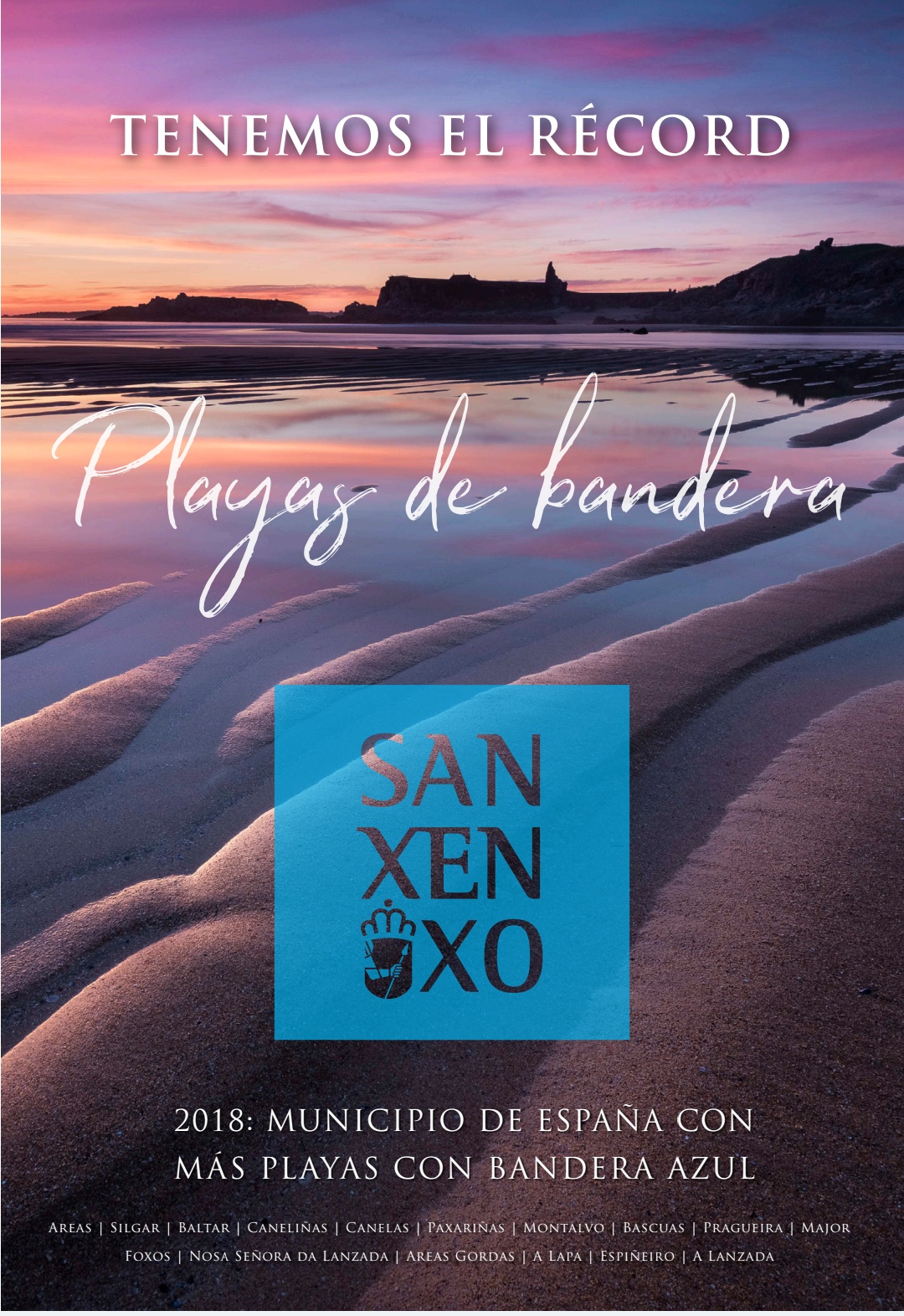 Sanxenxo publicita en marquesiñas e mupis 2 récords nacionais, municipio con máis praias con bandeira azul e con máis sendeiros azuis 