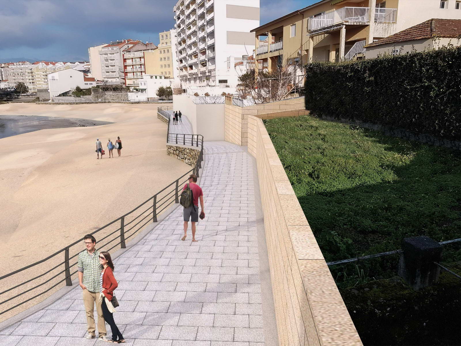 El proyecto de mejora de la Playa de la Carabuxeira incluye un paseo de 360 metros que permitirá recuperar una parte de la fachada marítima hasta ahora casi inaccesible para vecinos y visitantes