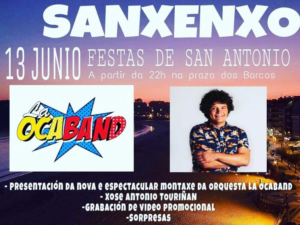 Touriñán y la Ocaband estarán en Sanxenxo para celebrar las fiestas en honor a san Antonio
