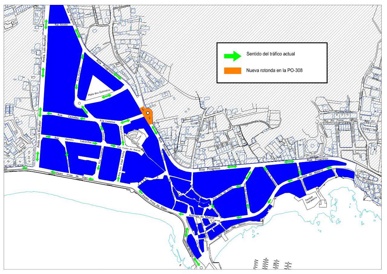 O goberno cambiará a dirección das rúas de Sanxenxo para mellorar a circulación e facilitar o acceso á zona máis comercial e hostaleira