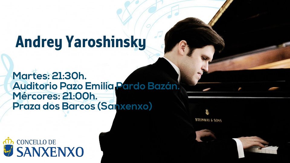 El conocido pianista ruso, Andrey Yaroshingsky actuará hoy en la Praza dos Barcos