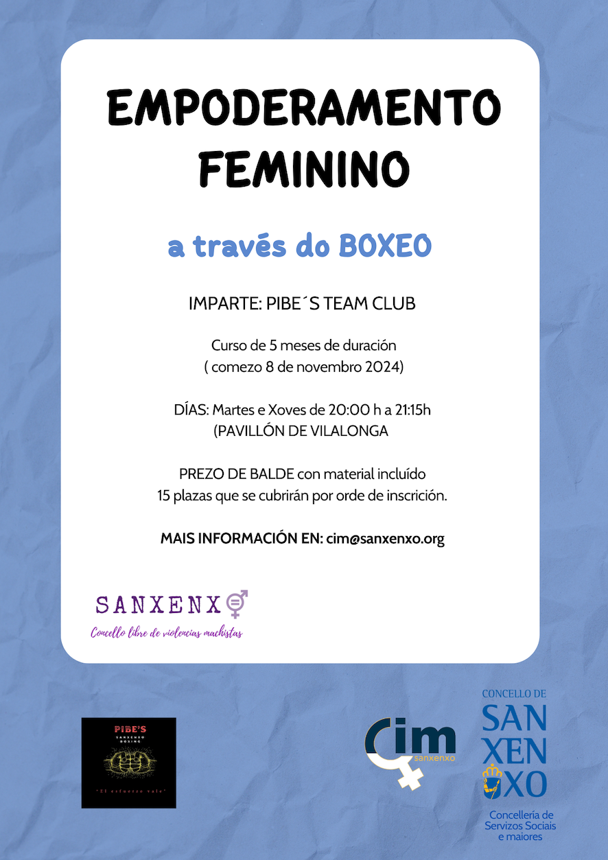 EL CIM DE SANXENXO PONE EN MARCHA UNA ACTIVIDAD GRATUITA DE EMPODERAMIENTO FEMENINO A TRAVÉS DEL BOXEO