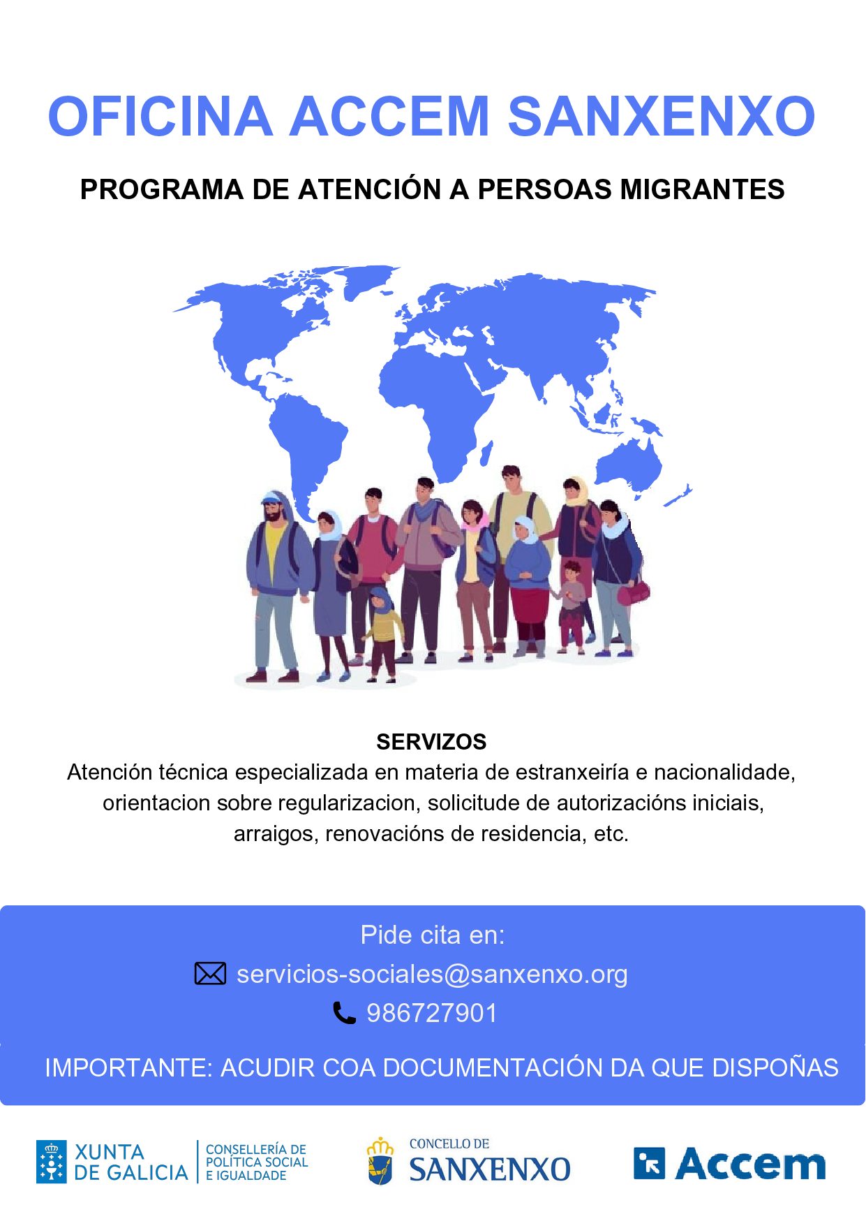 LA OFICINA DE ACCEM COMENZARÁ A FUNCIONAR UNA VEZ AL MES Y CON CITA PREVIA EN LA SEDE DE SERVICIOS SOCIALES