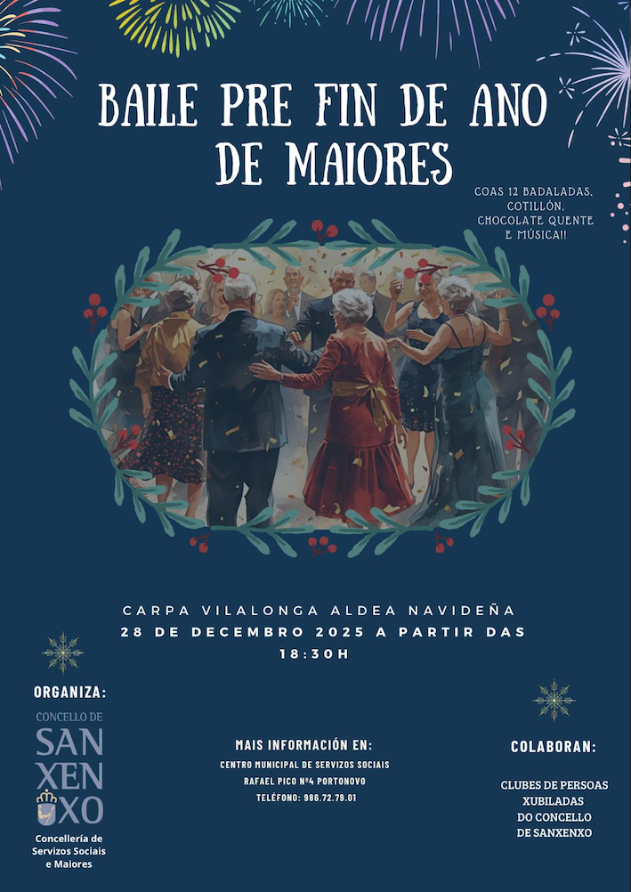 EL CONCELLO INVITA A LOS MAYORES DE SANXENXO A UN BAILE PARA DESPEDIR 2025 BAJO LA CARPA DE LA ALDEA NAVIDEÑA