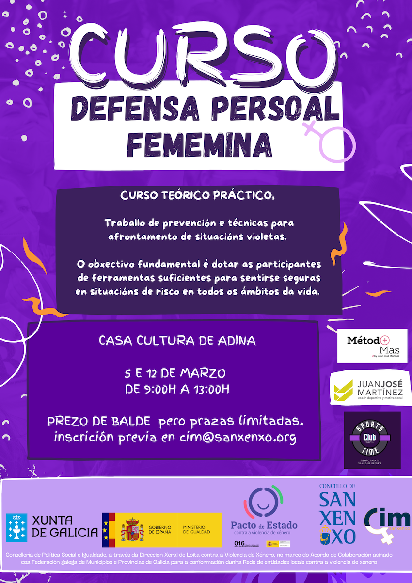 SANXENXO ACOGERÁ UN CURSO DE DEFENSA PERSONAL FEMENINA GRATUITO EN LA CASA DE CULTURA DE ADINA