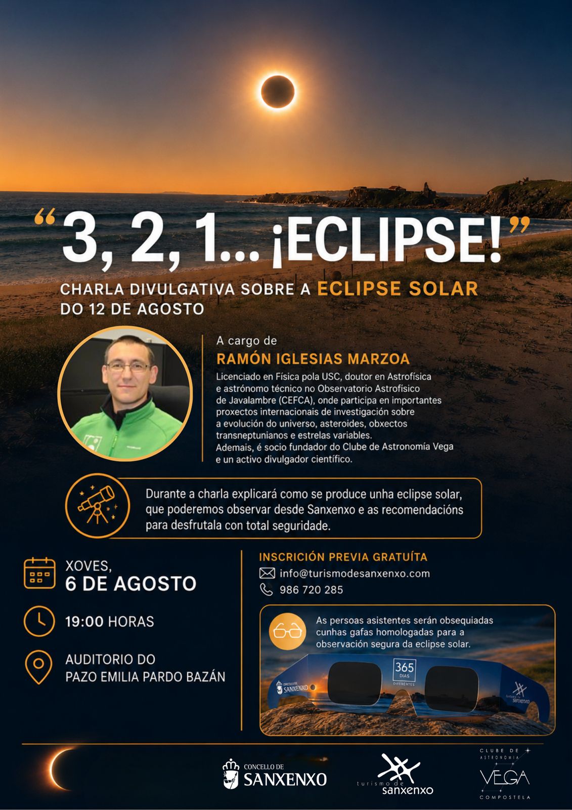 SANXENXO ACOLLERÁ UNHA CHARLA EXPLICATIVA SOBRE A ECLIPSE SOLAR NO PAZO EMILIA PARDO BAZÁN