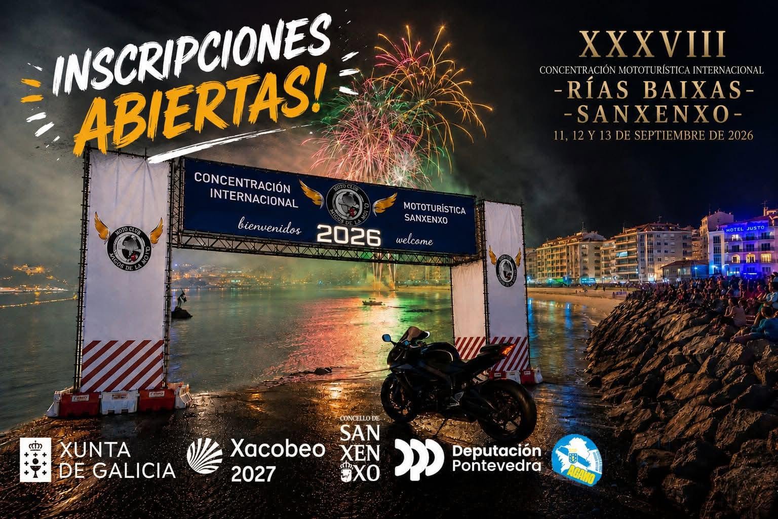 O MOTO CLUB AMIGOS DA MOTO SANXENXO ABRE AS INSCRICIÓNS PARA A XXXVIII CONCENTRACIÓN INTERNACIONAL MOTOTURÍSTICA RÍAS BAIXAS